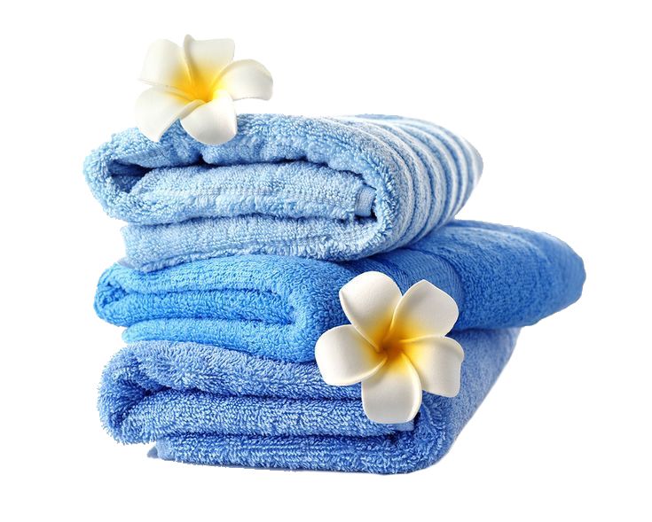 Stack of fresh folded blue towels